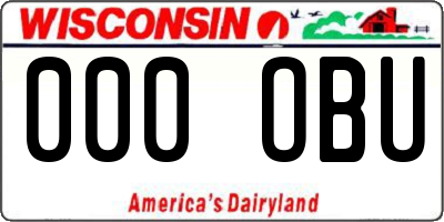 WI license plate 000OBU