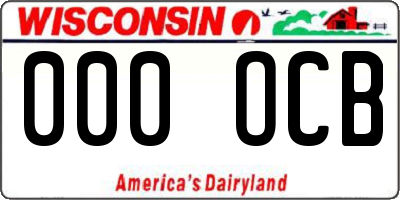WI license plate 000OCB