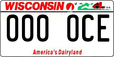 WI license plate 000OCE