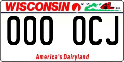 WI license plate 000OCJ