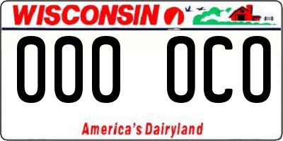 WI license plate 000OCO