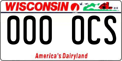 WI license plate 000OCS