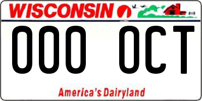 WI license plate 000OCT