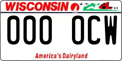 WI license plate 000OCW