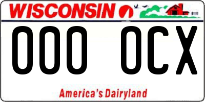 WI license plate 000OCX