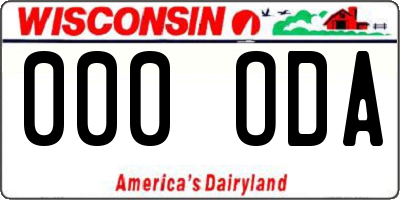 WI license plate 000ODA
