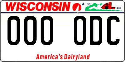 WI license plate 000ODC