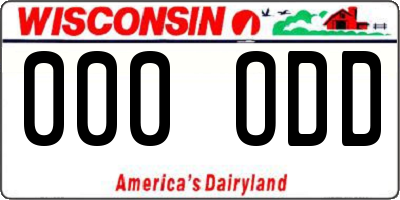 WI license plate 000ODD