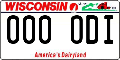 WI license plate 000ODI
