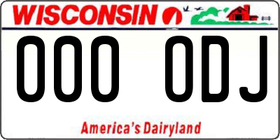 WI license plate 000ODJ