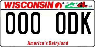 WI license plate 000ODK