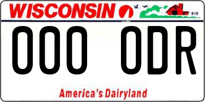 WI license plate 000ODR