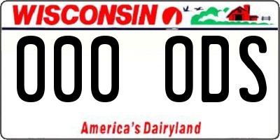 WI license plate 000ODS