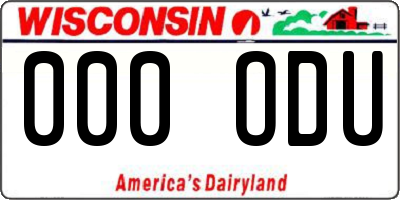 WI license plate 000ODU