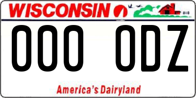 WI license plate 000ODZ