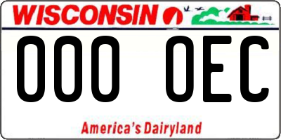 WI license plate 000OEC