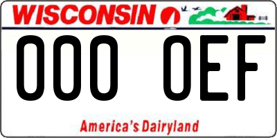 WI license plate 000OEF