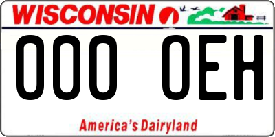 WI license plate 000OEH