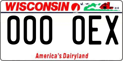 WI license plate 000OEX