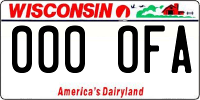 WI license plate 000OFA