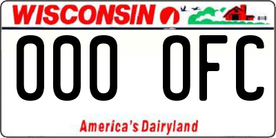 WI license plate 000OFC
