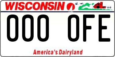 WI license plate 000OFE