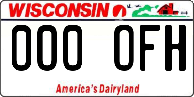 WI license plate 000OFH