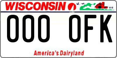 WI license plate 000OFK