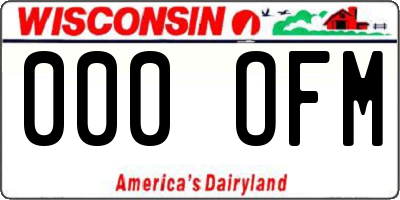 WI license plate 000OFM