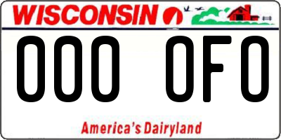 WI license plate 000OFO