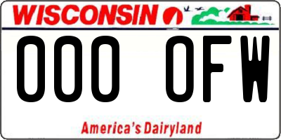 WI license plate 000OFW