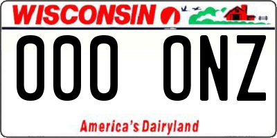 WI license plate 000ONZ