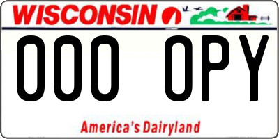 WI license plate 000OPY