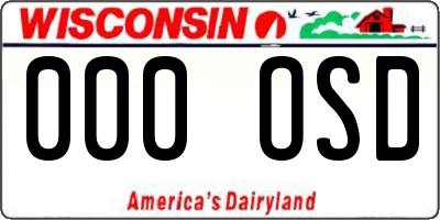WI license plate 000OSD