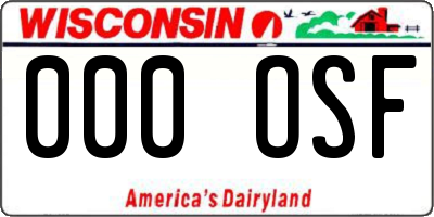 WI license plate 000OSF