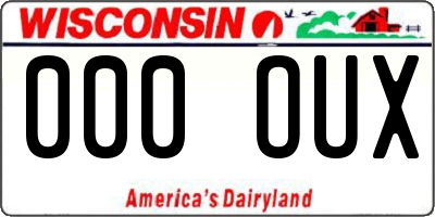 WI license plate 000OUX