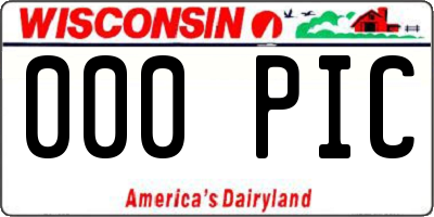 WI license plate 000PIC