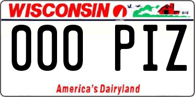 WI license plate 000PIZ