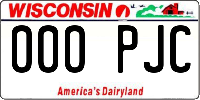 WI license plate 000PJC