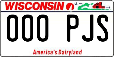 WI license plate 000PJS