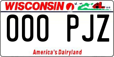 WI license plate 000PJZ