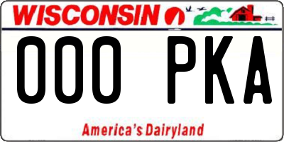 WI license plate 000PKA