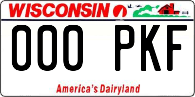 WI license plate 000PKF