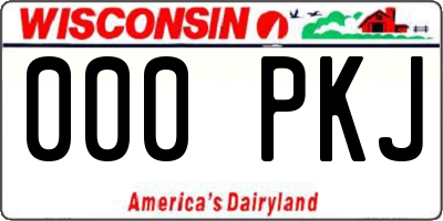 WI license plate 000PKJ