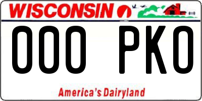 WI license plate 000PKO
