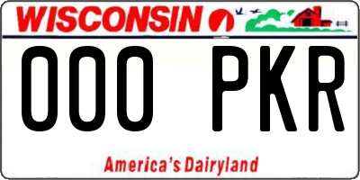 WI license plate 000PKR