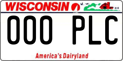WI license plate 000PLC