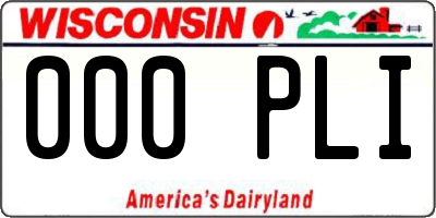 WI license plate 000PLI