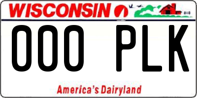 WI license plate 000PLK
