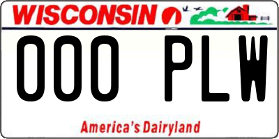 WI license plate 000PLW